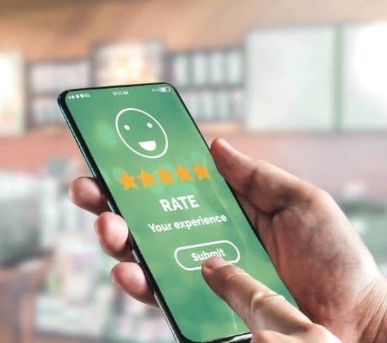 Guest rating their stay after a smooth digital resort experience.