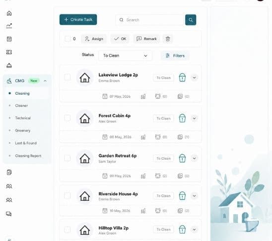 ResortFlow accommodation management overview showing units, booking status and operational details.