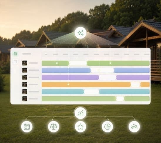 ResortFlow gap filler overview showing booking periods and occupancy optimisation tools.