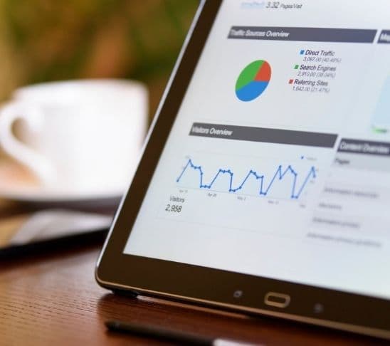 Digital advertising performance report showing campaign results, charts and conversion insights.