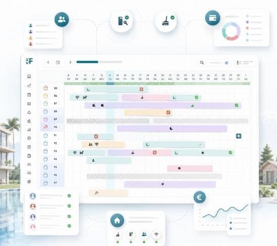 ResortFlow planboard interface showing availability, booking periods and planning insights.