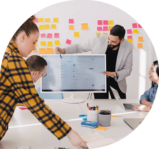 ResortFlow team working together during a strategy and planning session.